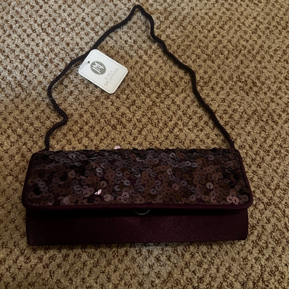 Jessica McClintock Purple Sequin Clutch